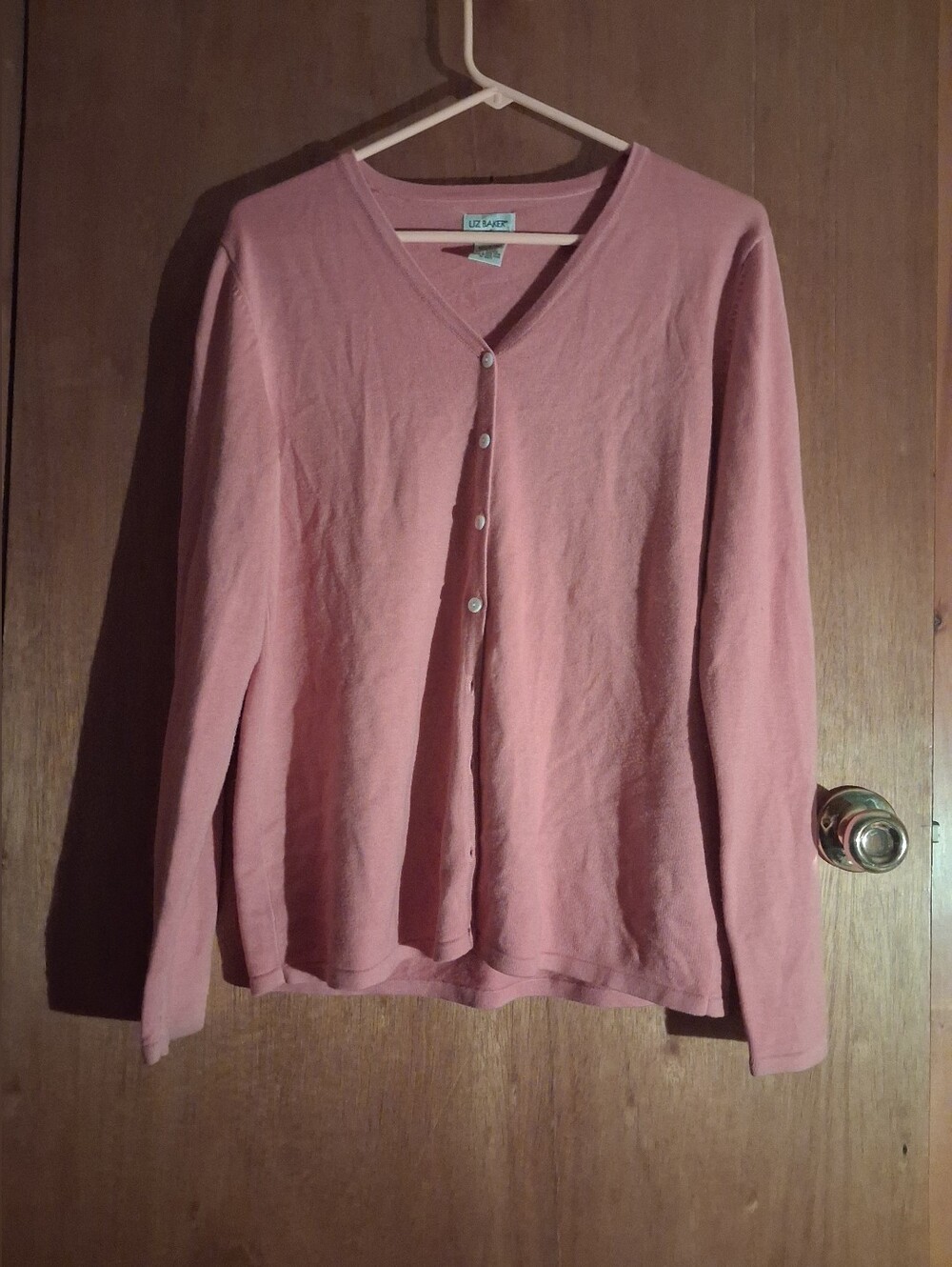 Liz Baket Dusty Rose V-Neck Button Cardigan
